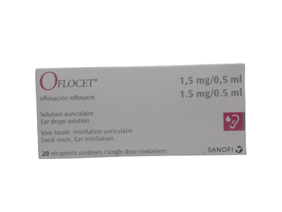 OFLOCET 1.5MG/0.5ML BOITE DE 20 GOUTTES AURICULAIRES
