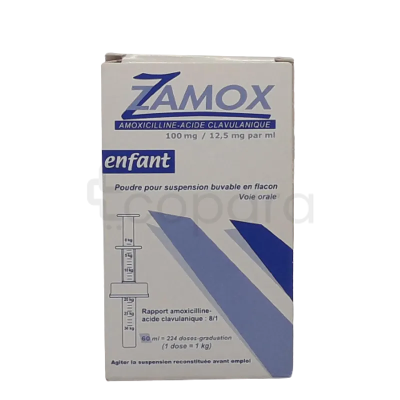 ZAMOX 100MG /12.5MG ENFANT POUDRE POUR SOLUTION ORALE 60ML SIROP