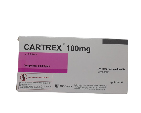 CARTREX 100MG BOITE DE 20 COMPRIMES