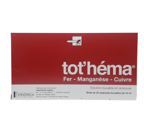 TOTHEMA 50MG/1.33MG BOITE DE 20 AMPOULES BUVABLES