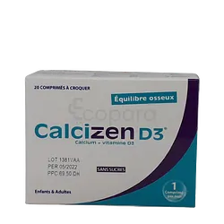 CALCIZEN D3 BOITE DE 20 COMPRIMES A CROQUER