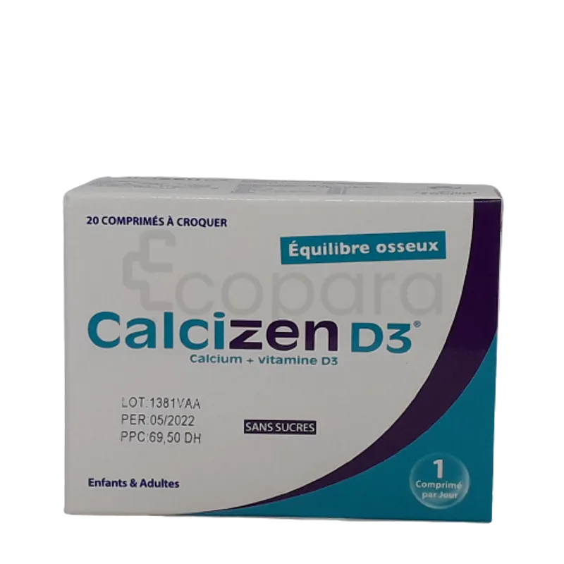 CALCIZEN D3 BOITE DE 20 COMPRIMES A CROQUER