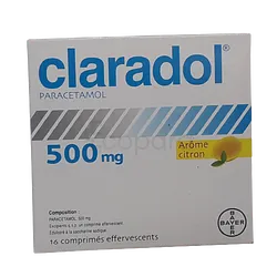CLARADOL 500MG AROME CITRON BOITE DE 16 COMPRIMES EFFERVESCENTS