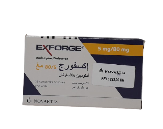 EXFORGE 5MG/80MG BOITE DE 28 COMPRIMES
