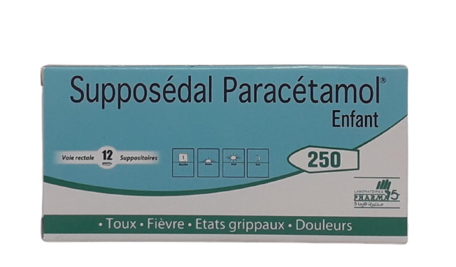 SUPPOSEDAL PARACETAMOL 250MG ENFANT BOITE DE 12 SUPPOSITOIRES