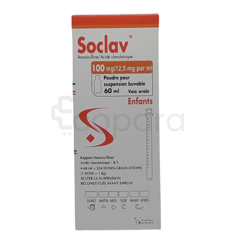 SOCLAV 100/12.5MG ENFANTS 60ML SIROP