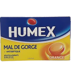 HUMEX MAL DE GORGE ORANGE BOITE DE 12 PASTILLES