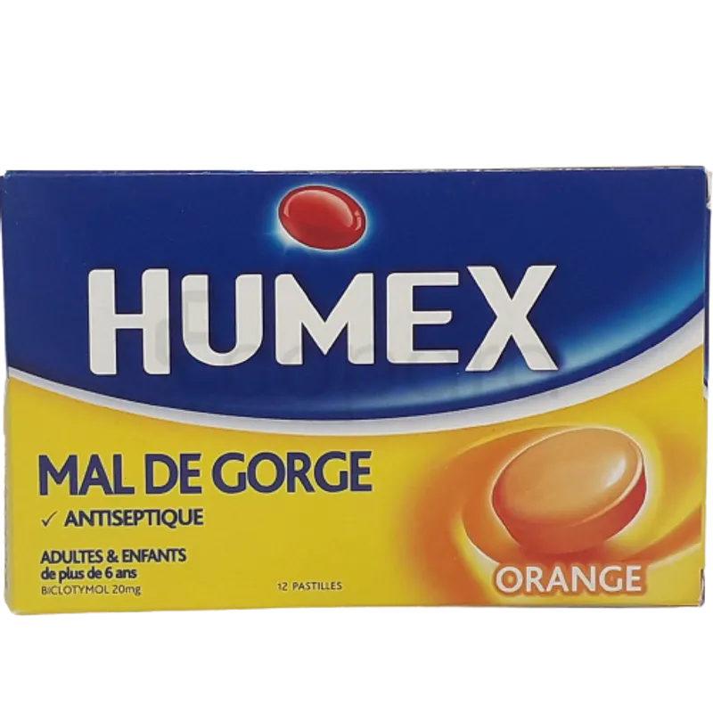 HUMEX MAL DE GORGE ORANGE BOITE DE 12 PASTILLES