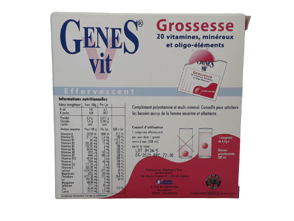GENES VIT GROSSESSE BOITE DE 16 COMPRIMES EFFERVESCENTS