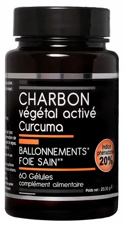 NUTRIVIE CHARBON VEGETAL ACTIVE CURCUMA BOITE DE 60 GELULES