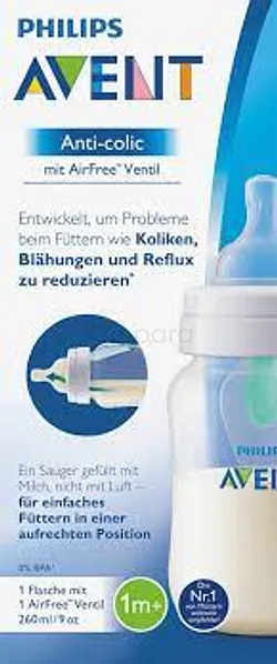 AVENT BIBERON ANTI-COLIQUE AVEC VALVE AIRFREE +1MOIS 260ML REFERENCE SCF813/14