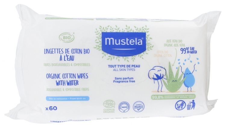 MUSTELA LINGETTES DE COTON BIO BOITE DE 60
