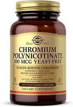 SOLGAR CHROMIUM POLYNICOTINATE DE CHROMIUM 200MCG BOITE DE 100