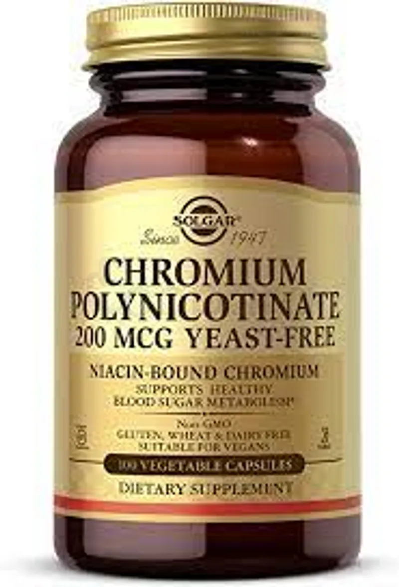 SOLGAR CHROMIUM POLYNICOTINATE DE CHROMIUM 200MCG BOITE DE 100