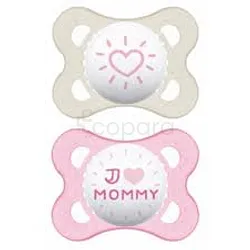 MAM SUCETTE MESSAGE SILICONE DECOR 0-6MOIS BOITE DE 2