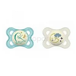 MAM SUCETTE ANATOMIQUE NUIT SILICONE 0-6MOIS BOITE DE 2