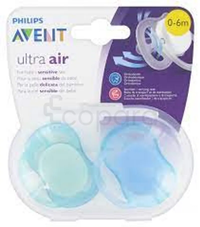 AVENT ULTRA AIR SUCETTES 0-6MOIS BOITE DE 2 BLEU REFERENCE SCF244/20