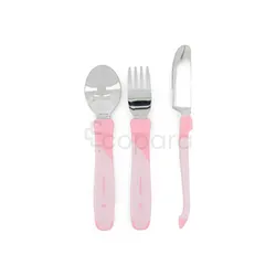 TWISTSHAKE LEARN CUTLERY STAINLESS STEEL +12MOIS PINK