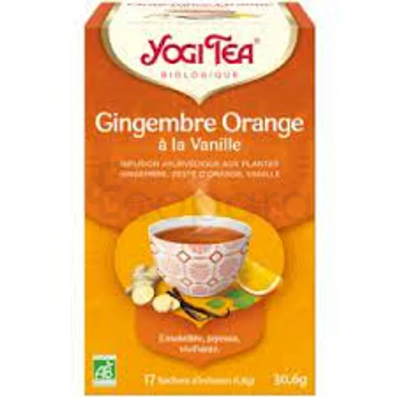 YOGI TEA GINGEMBRE ORANGE A LA VANILLE BOITE DE 17 SACHETS