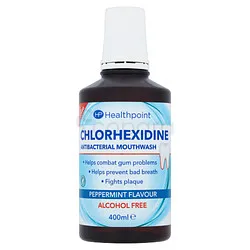 HEALTHPOINT CHLORHEXIDINE ANTIBACTERIAL MOUTHWASH PEPPERMINT FLAVEUR ALCOHOL FREE 400ML