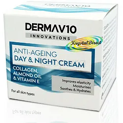 DERMAV10 INNOVATIONS ANTI-AGEING DAY &  NIGHT CREAM COLLAGEN ALMOND OIL & VITAMIN E 50ML