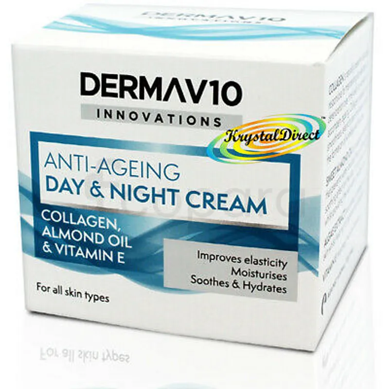 DERMAV10 INNOVATIONS ANTI-AGEING DAY &  NIGHT CREAM COLLAGEN ALMOND OIL & VITAMIN E 50ML