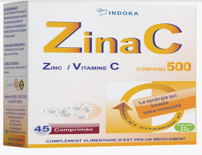 ZINA C ZINC VITAMINE C BOITE DE 45 COMPRIMES