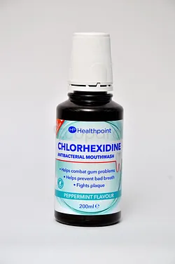 HEALTHPOINT CHLORHEXIDINE ANTIBACTERIAL MOUTHWASH PEPPERMINT FLAVOUR 200ML