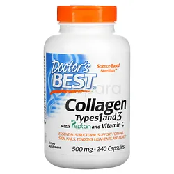DOCTOR'S BEST COLLAGEN TYPES 1 AND 3 WITH VITAMIN C 500MG BOITE DE 240 CAPSULES