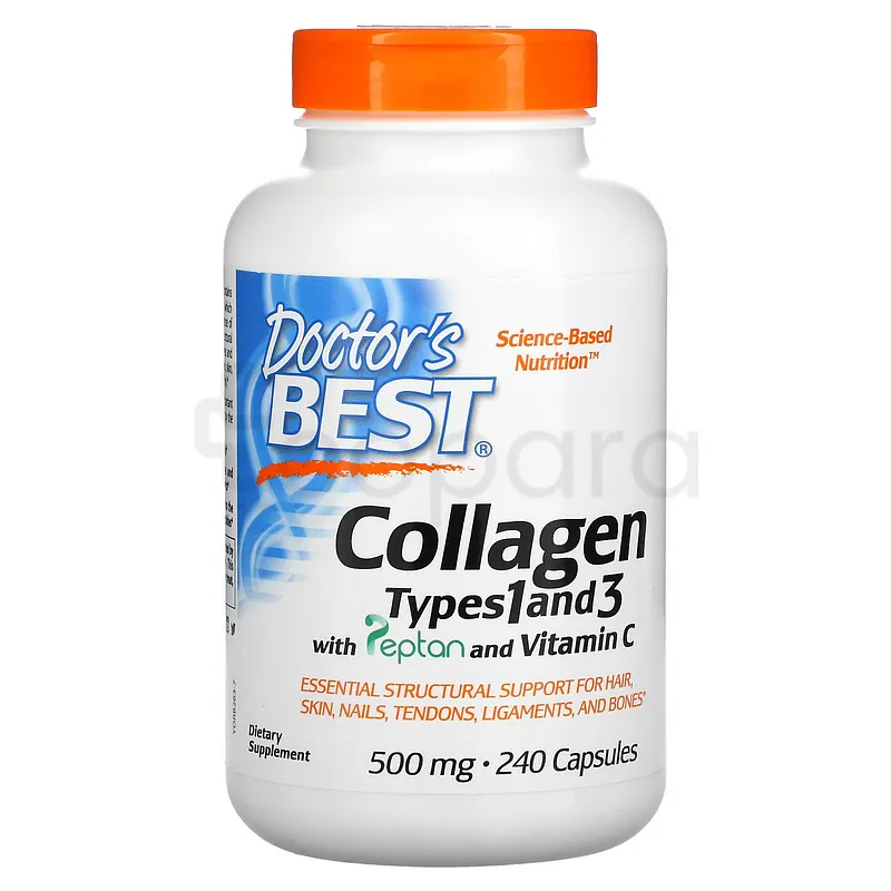 DOCTOR'S BEST COLLAGEN TYPES 1 AND 3 WITH VITAMIN C 500MG BOITE DE 240 CAPSULES