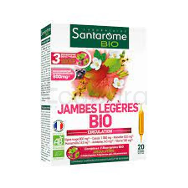 SANTAROME BIO JAMBES LEGERES BIO BOITE DE 20 AMPOULES DE 10ML