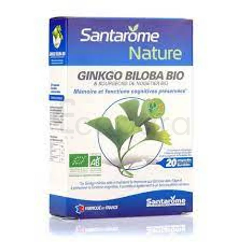 SANTAROME NATURE GINKGO BILOBA BIO BOITE DE 20 AMPOULES