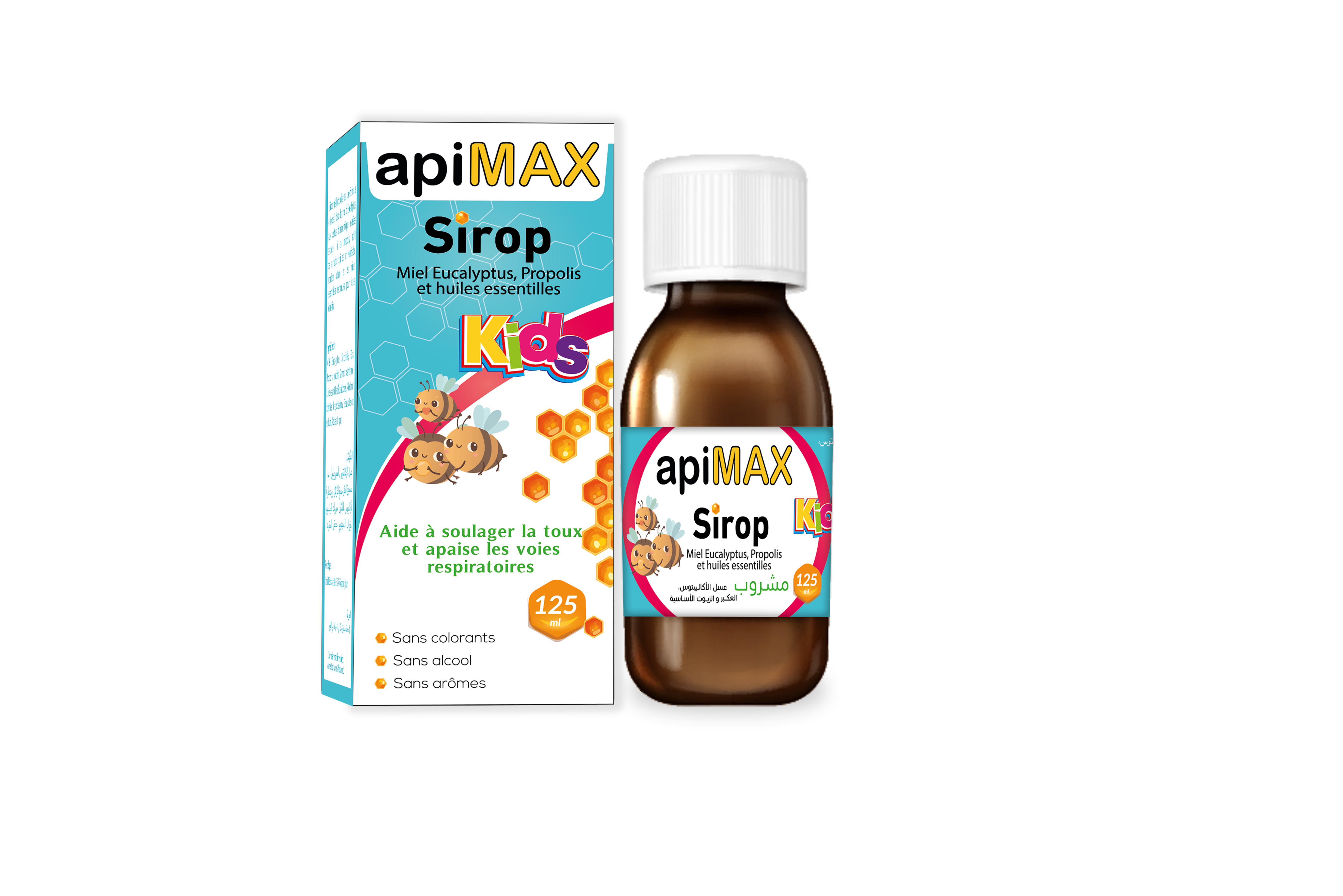 APIMAX SIROP KIDS MIEL EUCALYPTUS PROPOLIS ET HUILES ESSENTIELLES 125ML