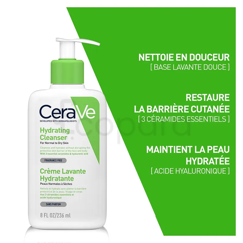 CERAVE CREME LAVANTE HYDRATANTE PEAUX NORMALES A SECHES 236ML