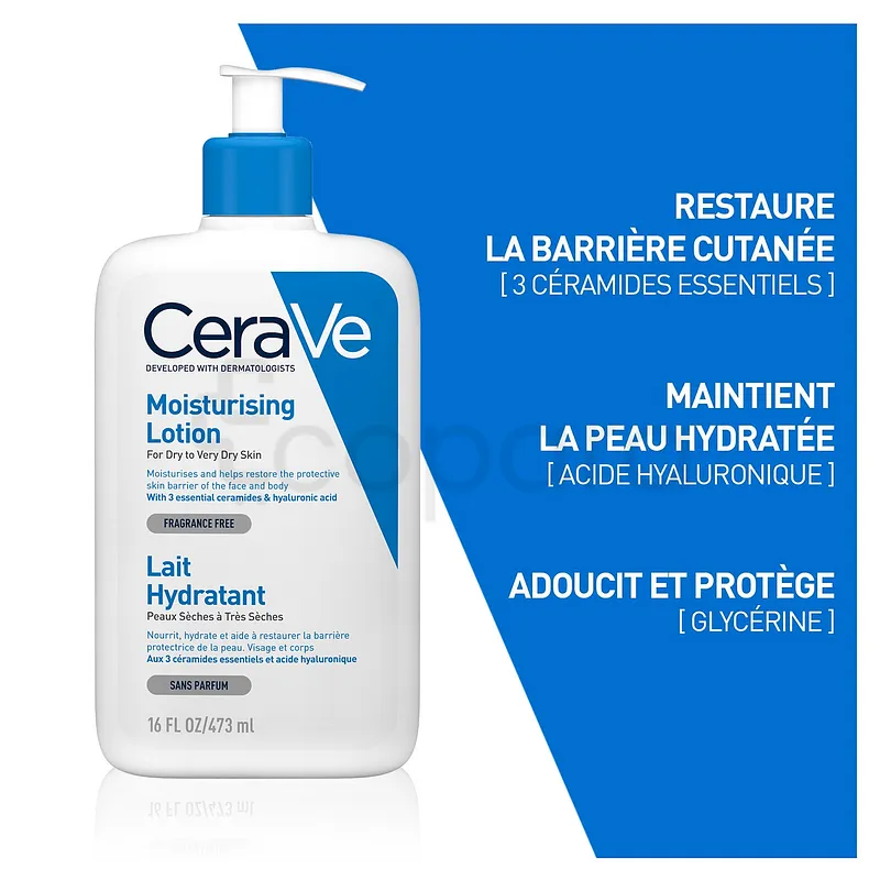 CERAVE LAIT HYDRATANT PEAUX SECHES A TRES SECHES 473ML