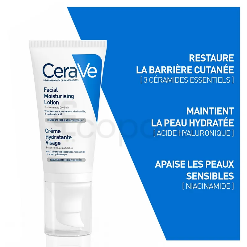 CERAVE CREME HYDRATANTE VISAGE PEAUX NORMALES A SECHES 52ML