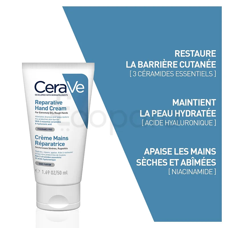 CERAVE CREME MAINS REPARATRICE MAINS SECHES ET ABIMES 50ML