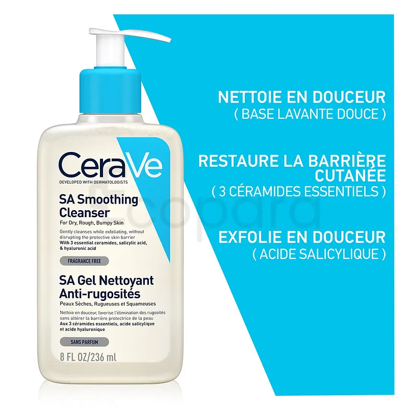 CERAVE SA GEL NETTOYANT ANTI-RUGOSITES PEAU SECHE ET RUGUEUSE 236ML
