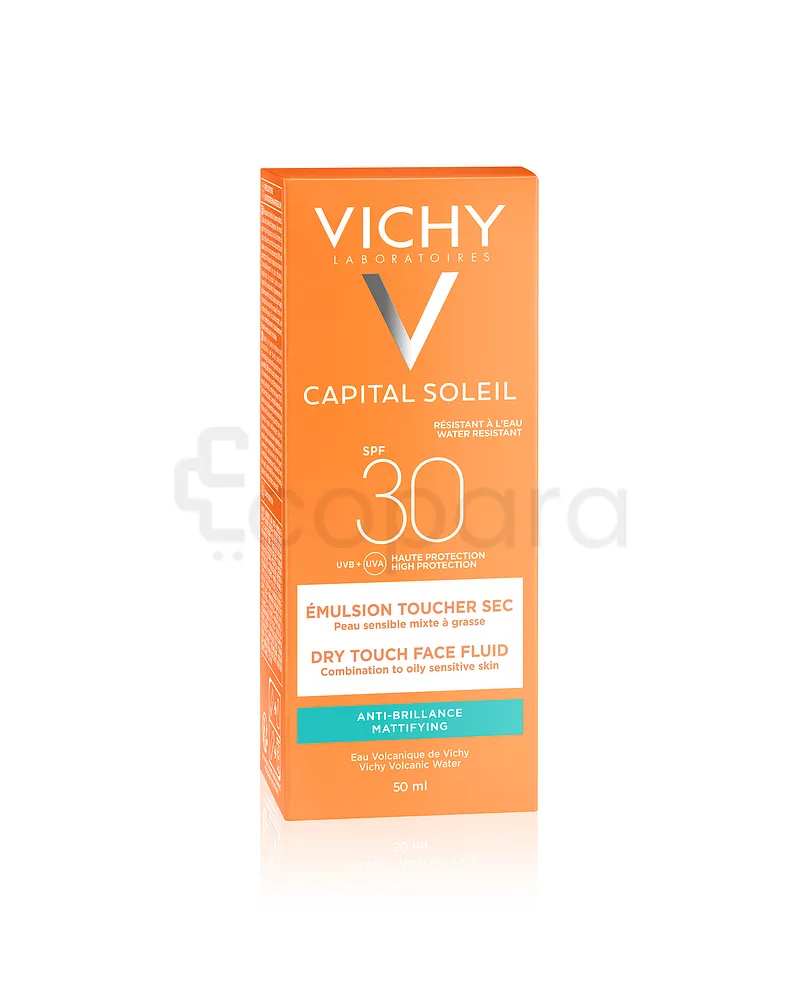 VICHY CAPITAL SOLEIL EMULSION ANTI-BRILLANCE TOUCHER SEC INVISIBLE PEAUX MIXTES A GRASSES SPF50 50ML