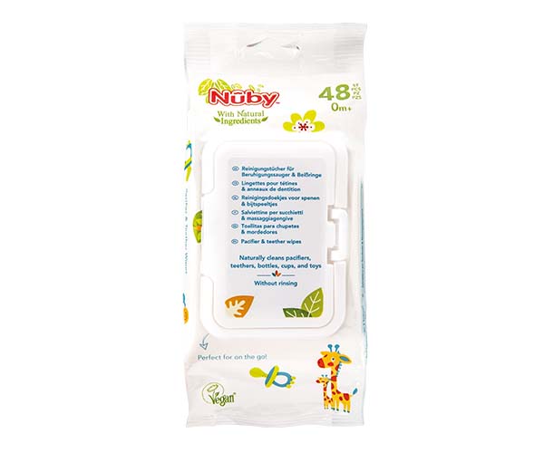 NUBY LINGETTES ANTI-BACTERIENNES STERILISATION ET NETTOYAGE SURFACES ET JOUETS POUR BEBE B48 REFERENCE 20-CG40148