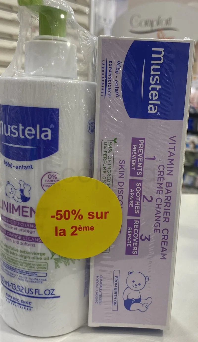 MUSTELA LINIMENT NETTOYANT + CREME DE CHANGE 50ML OFFERTE