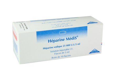 HEPARINE MEDIS HEPARINE SODIQUE 25000U.I/5ML FLACON DE 5ML BOITE DE 10