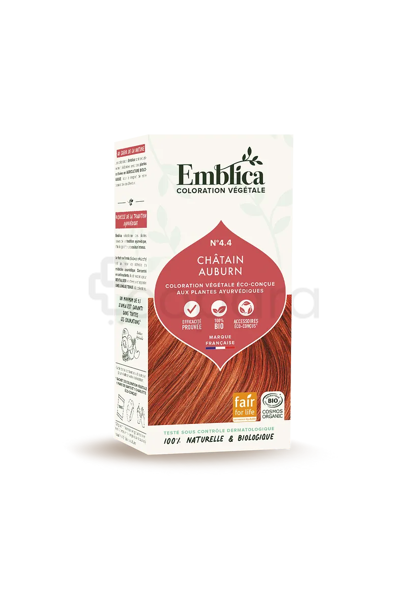 EMBLICA COLORATION VEGETALE 4.4 CHATAIN AUBURN 100G REFERENCE 000068