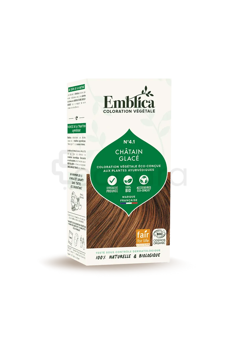 EMBLICA COLORATION VEGETALE 4.1 CHATAIN GLACE 100G REFERENCE 000069