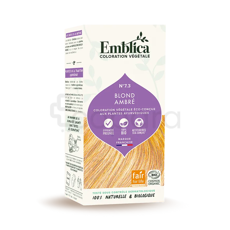 EMBLICA COLORATION VEGETALE 7.3 BLOND AMBRE 100G REFERENCE 000070