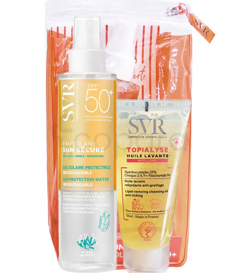 SVR SUN SECURE PACK EAU SOLAIRE + TOPIALYSE HUILE LAVANTE 55ML