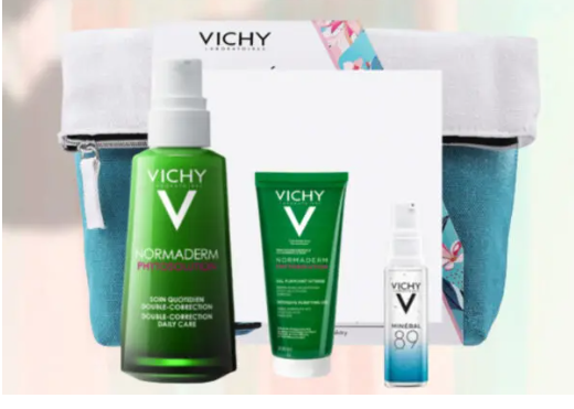 VICHY PACK NORMADERM SOIN CORRECTEUR MATIFIANT BHA 50ML + NORMADERM GEL PURIFIANT INTENSE 50ML + MINERAL 89 BOOSTER 10ML + TROUSSE OFFERT