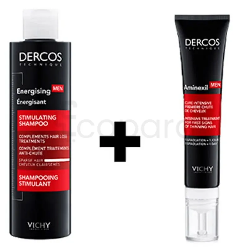 VICHY PACK DERCOS AMINEXIL MEN HAIR LOSS 36ML + DERCOS ENERGISANT SHAMPOOING COMPLEMENT ANTI-CHUTE 50ML