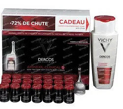 VICHY DERCOS AMINEXIL CLINICAL 5 HOMME SOIN TRAITANT ANTI-CHUTE BOITE DE 21 MONODOSES + SHAMPOOING ENERGISANT 50ML