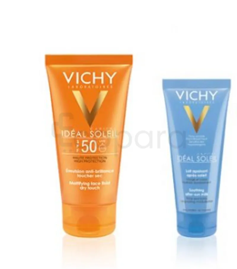 VICHY IDEAL SOLEIL ANTI-BRILLANCE TOUCHER SEC INVISIBLE SPF50+ LAIT APRES SOLEIL 50ML
